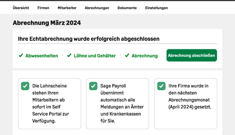 Sage Payroll Abrechnung